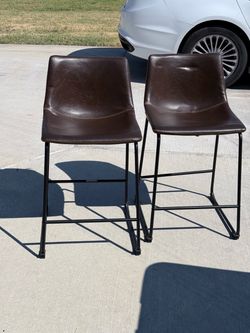 Brown Faux Leather Bar Stools – Set of 2