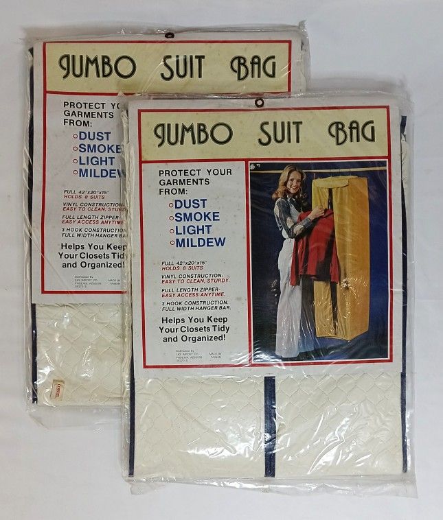 Suit Bag SEALED Lot Of 2 Vinyl NOS Vintage