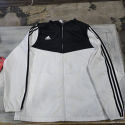 Adidas Tiro Windbreaker White Black Full-Zip Hooded Jacket DY0097 Parka