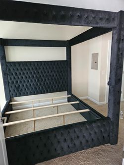 New box black canopy queen bed frame crazy sale special