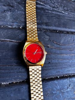 Nixon Time Teller Gold Watch Red Dial