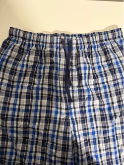 Stafford Essentials Men’s Plaid Pajama Pants Blue/White Size Large (L)