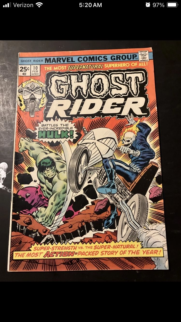 Ghost Rider #10  VF+ KEY RAW 1975 Ghost Rider VS HULK