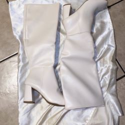 White Knee High Boots