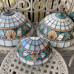 Hampton Bay Leaded Glass Hanging & Matching Sconce Light Fixtures