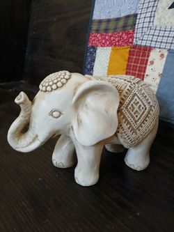 Decorative Elephant Figurine with Carved Detail