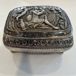 Vintage Silver Jewelry or trinket box ~1950s