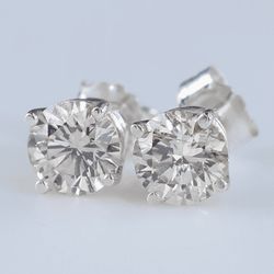 1ct Natural Diamond Stud Earrings 