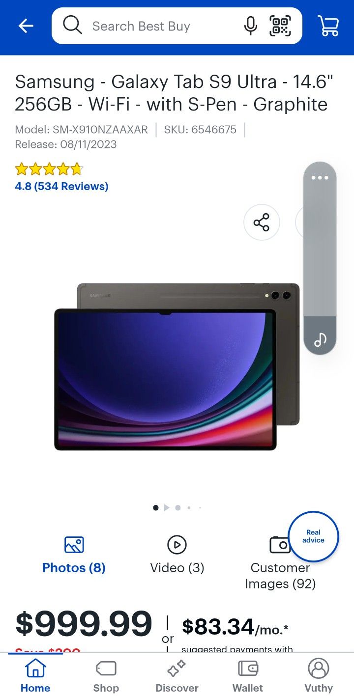 Samsung Tab S9 Ultra With Smart Book Cover $680