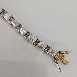 CZ Tennis Bracelet 7.25" Sterling Silver 