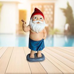 Naughty Garden Gnome Statue Funny Gnome Garden Decoration Indoor Outdoor Lawn Figurines for Home Yard Décor (After Shower)