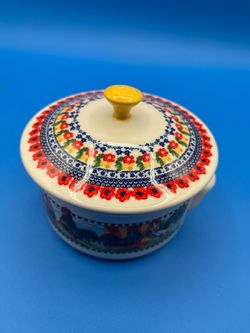 Ceramic Rooster pattern soup bowl w/lid