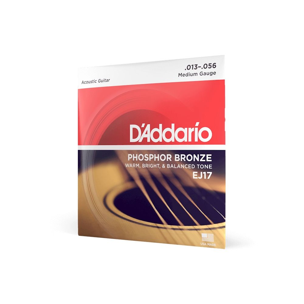 D'Addario EJ17, Acous Guit Strings, Phos/Brnz Rnd Wnd, Med 