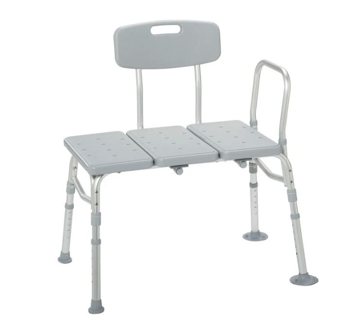 Drive Medical 12011KD-1 Tub Transfer Bench For Bathtub, Height Adjustable Shower Bench with Backrest, Shower Seat Shower Chair Bath Chair for Elderly,