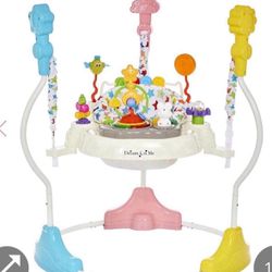 Dream On Me Zany 2-In-1 Baby Activity Center And Bouncer In Star Print, Sturdy And Strong Frame, 3 Height Positions, 360° Rotating Seat, 12 Songs With