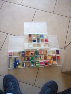 Embroidery floss with organizers.