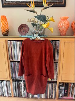 PRICE DROP: VTG,NW/OT, LANNA,S,lined, RUST-RED LAMBSKIN SUEDE shift dress