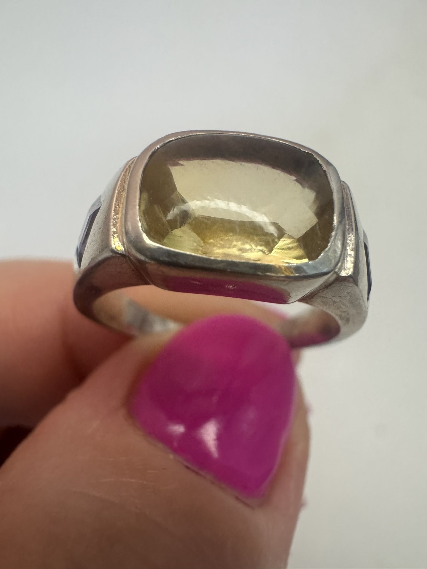 925 silver Natural Citrine , Tanzanites ring , size 7,5