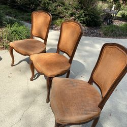Set Of 3 Vintage Cane Back Chairs 