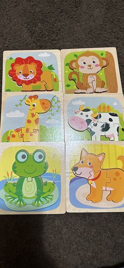 Mini Wood Animal Puzzle Set (6 puzzles)
