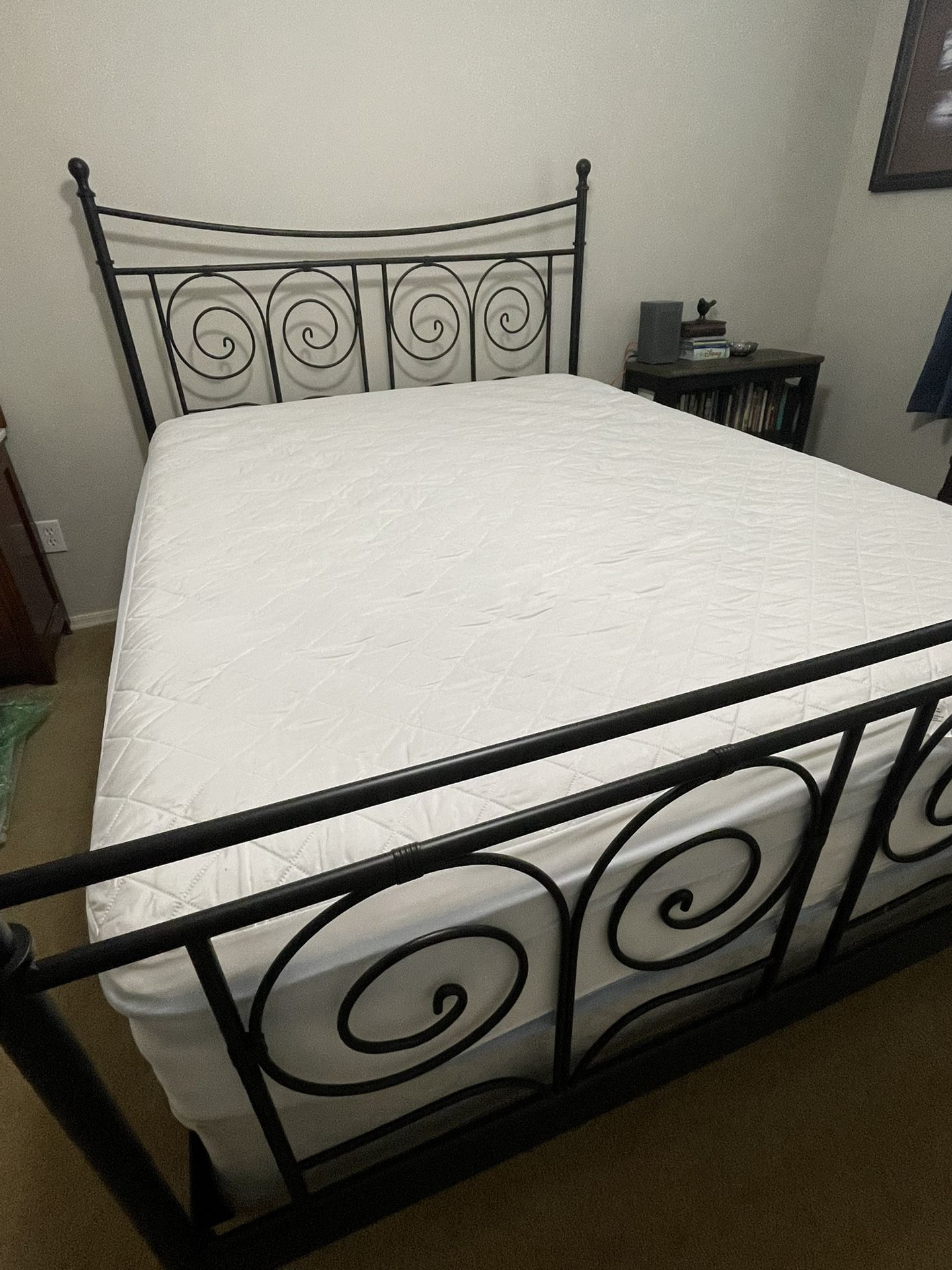 Queen Metal IKEA Bed Frame With Box Spring Included