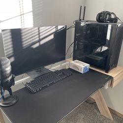 (Everything What You See On The Table Will Be Yours)Full High-End Gaming & Work Setup — RX 9060 XT, 32 GB RAM, SSD + 4 TB HDD, Ready to Use! 