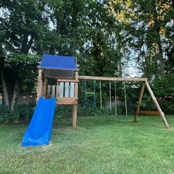 Play Structure With Slide And Swings