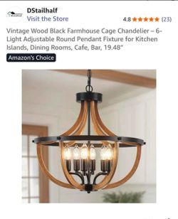Vintage and Black Wood Farmhouse Candelabra - 6 Lights. (#12)