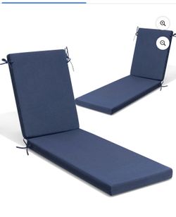 Crestlive Products Set of 2 Outdoor Chaise Lounge Cushions, Waterproof Recliner Cushion 80" x 23", Navy Blue