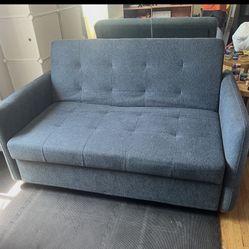 Sleeper Sofa Bed Love Seat Full Bed Blue Fabric