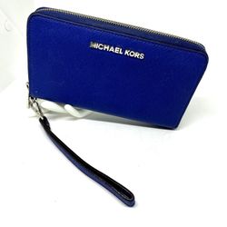 MICHAEL KORS Blue Leather Jet Set Travel Wallet   