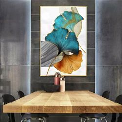 Blue Green Yellow Gold Plant Leaf Abstract Poster Nordic Canvas Print Wall Art Painting Modern Picture Living Room Decoration 19 wied 28 highes
