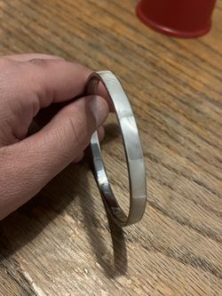 Mother Of Pearl Silver Bangle Bracelet 2 3/4”L Across