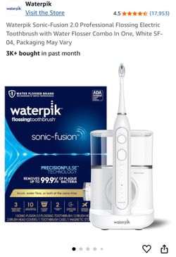 Waterpik Sonic-Fusion 2.0 Professional Flossing Electric Toothbrush with Water Flosser Combo In One, White SF-04