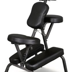 ZENY Portable Massage Chair, Tattoo Spa Therapy Chair, Adjustable, Black, PU Leather, Aluminum, Modern Style, 23"L x 18"W x 42"H, 250 Lbs Weight Capac
