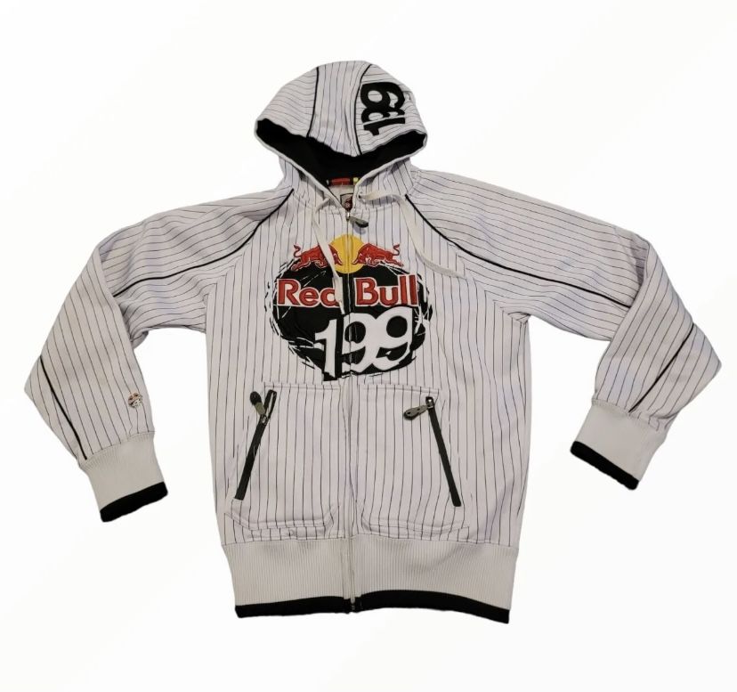 Red Bull Racing Fox Travis Pastrana 199 Full Zip Hoodie Jacket Pin Stripe Size XL