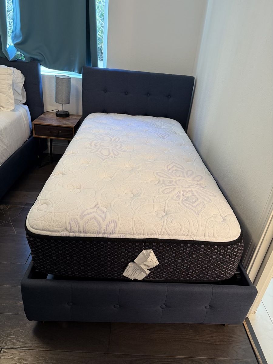 Upholstery Twin Size Bed- Mattress 