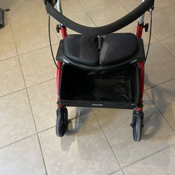 Red Drive Walker With Cushion Seat