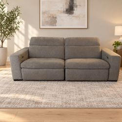 Gray Fabric Power Recliner Sofa