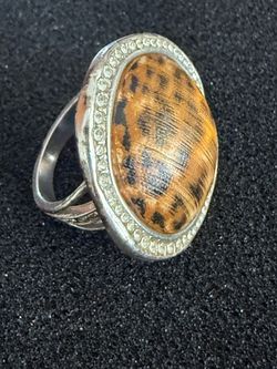 Large Oval Cocktail Ring Animal Print  size 8