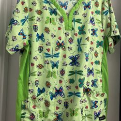 Butterfly Scrub Top - Size Large 