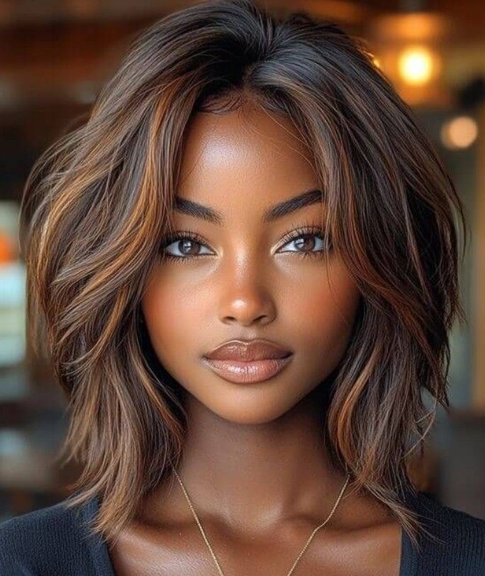 Wear and Go Wigs Glueless Layered Golden Brown Bob Wigs Pre Cut Lace Human Hair Wigs