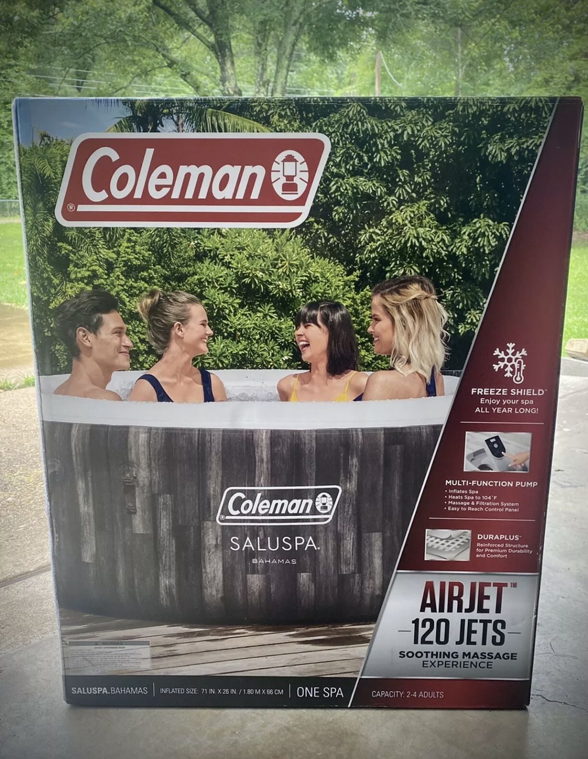 Coleman Saluspa Bahamas Inflatable Hot Tub 120 Jets 2-4 Person NEW IN BOX