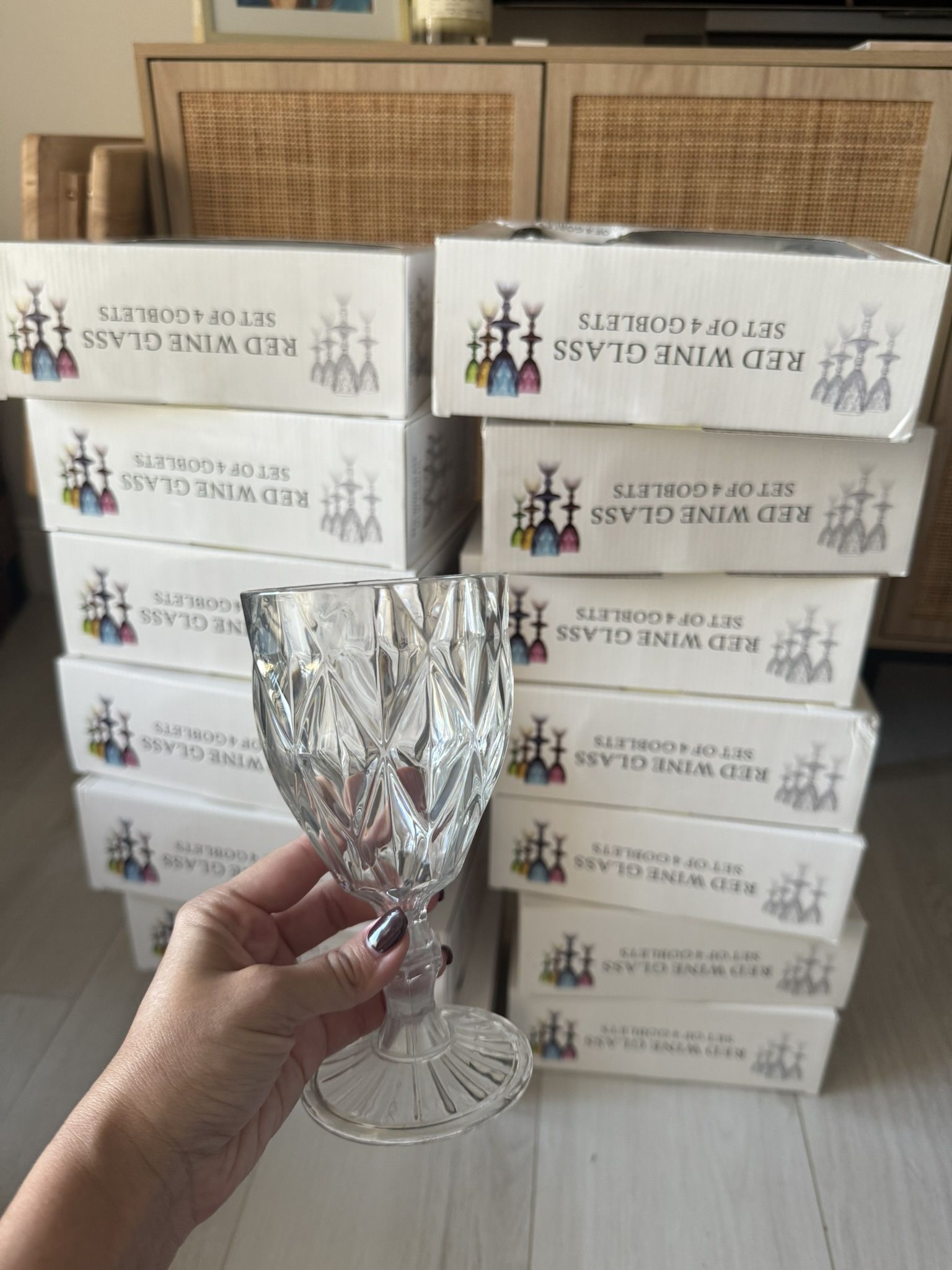 54 new acrylic reusable high quality unbreakable water goblets wine glasses for wedding, party, etc
