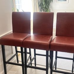 3 Brown Barstools 