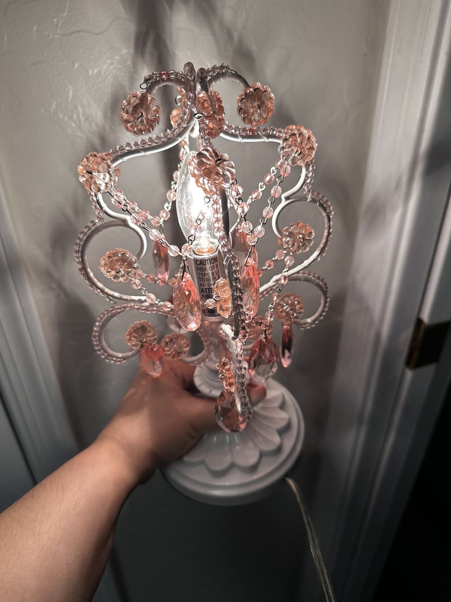 Vintage Tadpoles Chandelier Mini Crystal Table Lamp! 12in Tall
