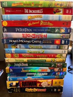 DVDs, Blu rays, some still new in plastic. Let’s make a deal