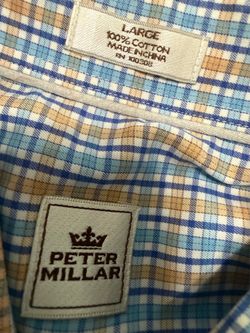 Men’s Peter Millar long sleeved button up shirt size Large