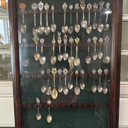 Vintage Bombay Co Spoon display Cabinet With Spoons 