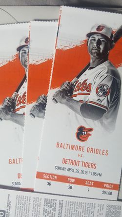 4 Great lower level Orioles seats for today's game